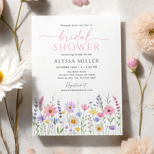 Invitation Delicate Wildflower Meadow Bridal Shower