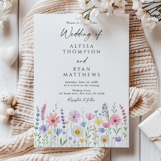 Invitation Delicate Wildflower Meadow Wedding
