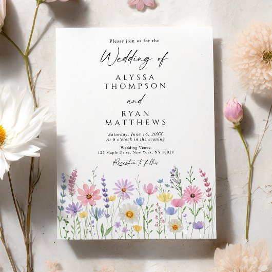 Invitation Delicate Wildflower Meadow Wedding