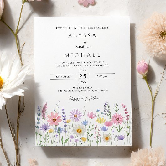 Invitation Delicate Wildflower Meadow Wedding