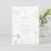 Invitation delicate wildflowers Baptism (Debout devant)
