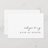 Invitation Delicate Will You Be My Maid of Honor (Devant / Derrière)