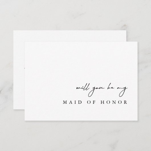 Invitation Delicate Will You Be My Maid of Honor (Devant / Derrière)