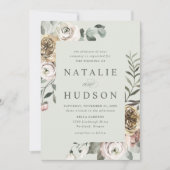 Invitation Delicate Winter Floral Frame Wedding (Devant)
