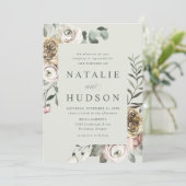 Invitation Delicate Winter Floral Frame Wedding (Debout devant)