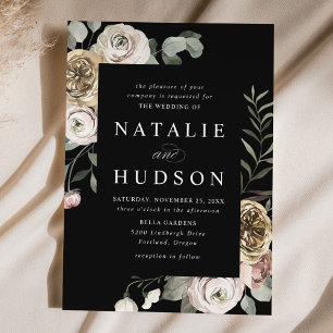 Invitation Delicate Winter Floral Frame Wedding