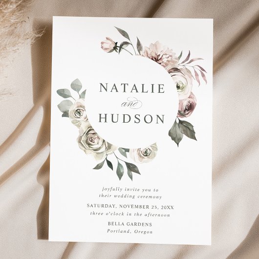 Invitation Delicate Winter Floral Frame Wedding