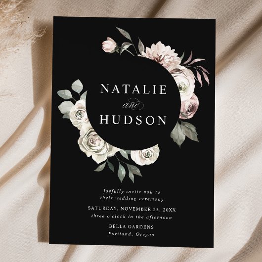 Invitation Delicate Winter Floral Frame Wedding