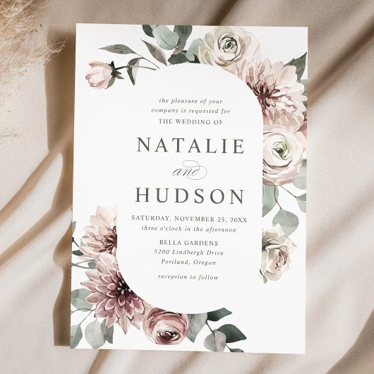 Invitation Delicate Winter Floral Frame Wedding