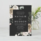 Invitation Delicate Winter Floral Frame Wedding (Debout devant)