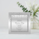 Invitation Délicates Étoiles et anneaux Fête de Noël en argen (Debout devant)