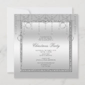 Invitation Délicates Étoiles et anneaux Fête de Noël en argen (Devant)