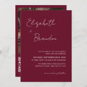 Invitation Delicic Burgundy Red QR Code RSVP Mariage Photo (Devant / Derrière)