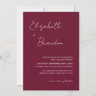 Invitation Delicic Burgundy Red QR Code RSVP Mariage Photo