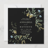 Invitation Delicic Fleur sauvage moderne Boho Mariage noir (Devant)
