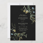 Invitation Delicic Fleur sauvage moderne Boho Mariage noir (Devant)