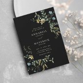 Invitation Delicic Fleur sauvage moderne Boho Mariage noir
