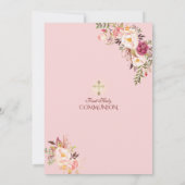 Invitation Délicieuse Blush Rose Floral Première Sainte Commu (Dos)
