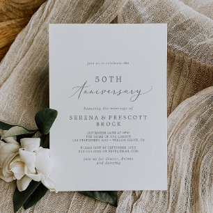Invitation Délicieuse Silver Grey 50e anniversaire Mariage