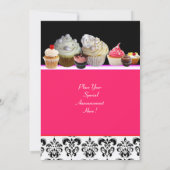 Invitation DÉLICIEUX CUPCAKES ANNIVERSAIRE FÊTE, rouge rose n (Dos)