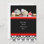 Invitation DÉLICIEUX CUPCAKES ANNIVERSAIRE FÊTE, rouge rose n (Dos)