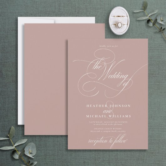 Invitation Delicy Dusty Rose moderne Calligraphie classique