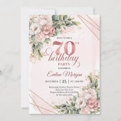 Invitation Delightful Blush Pink Shimmering Floral 70th Bday (Devant)