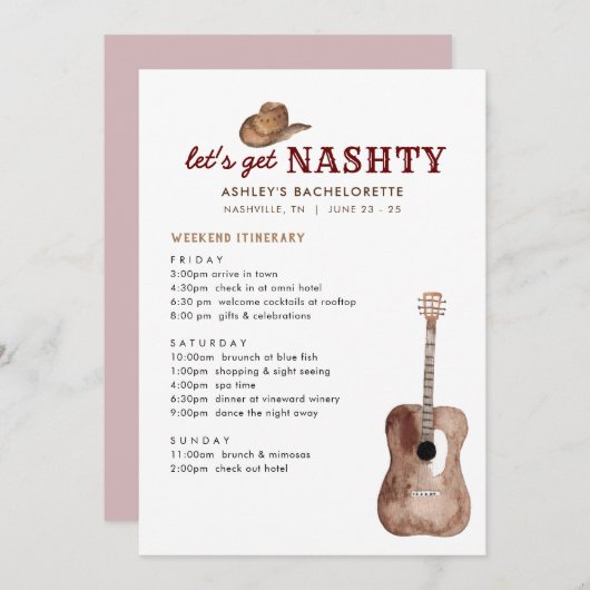 Invitation Demain de la Bachelorette Nashty Nashville (Devant / Derrière)