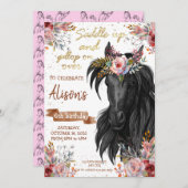 Invitation Demande d'anniversaire de cheval d'aquarelle (Devant / Derrière)