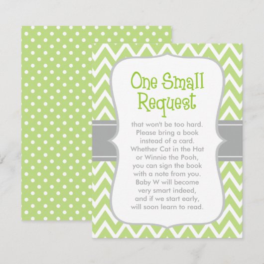 Invitation Demande de Baby shower moderne vert et gris (Devant / Derrière)