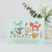 Invitation Demande de Baby shower pour les animaux de bois (Debout devant)