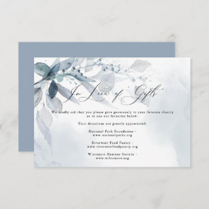 Invitation Demande de cadeau Dusty Blue Foliage Watercolor