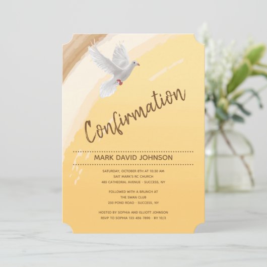 Invitation Demande de confirmation de la colombe d'aquarelle (Debout devant)
