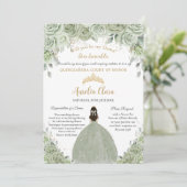 Invitation Demande de Dama Floral Vert Quinceañera Sage (Debout devant)