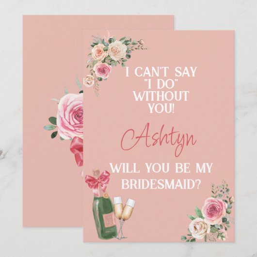 Invitation Demande de Demoiselle d'Honneur (Devant / Derrière)