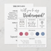 Invitation Demande de Demoiselle d'Honneur (Devant / Derrière)