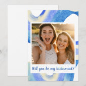 Invitation Demande de Demoiselle d'Honneur avec Photo Abstrai (Devant / Derrière)