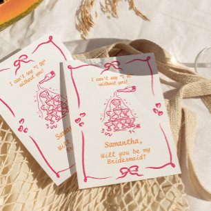 Invitation Demande de Demoiselle d'Honneur avec Tour de Champ