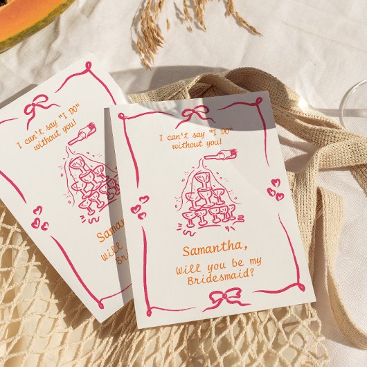 Invitation Demande de Demoiselle d'Honneur avec Tour de Champ