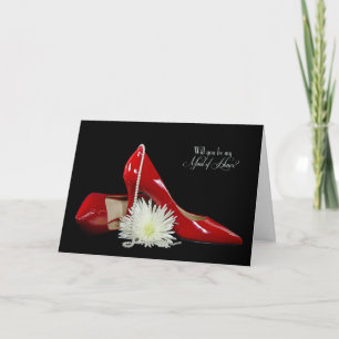 Invitation Demande de demoiselle d'honneur chaussures rouges