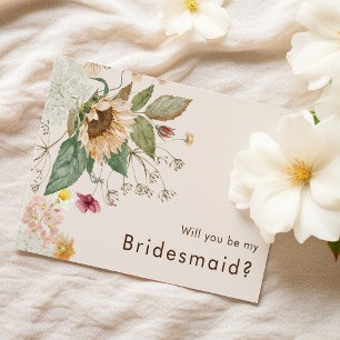 Invitation Demande de Demoiselle d'Honneur de Mariage Beige e