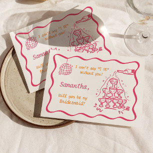 Invitation Demande de demoiselle d'honneur de tour de champag