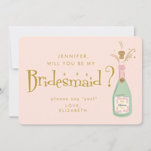 Invitation Demande de demoiselle d'honneur écriture manuscrit (Devant)