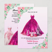 Invitation Demande de demoiselle d'honneur en rose pour une Q (Devant / Derrière)