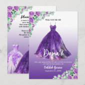 Invitation Demande de demoiselle d'honneur en violet pour Qui (Devant / Derrière)
