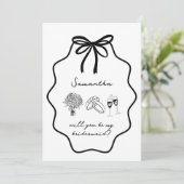 Invitation Demande de Demoiselle d'Honneur Fleurie avec Nœud (Debout devant)