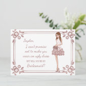 Invitation Demande de demoiselle d'honneur Glam Girl personna (Debout devant)