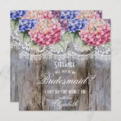 Invitation Demande de Demoiselle d'Honneur Hydrangeas Lace &  (Devant / Derrière)