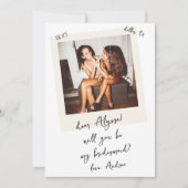 Invitation Demande de demoiselle d'honneur manuscrite sur pho (Devant)