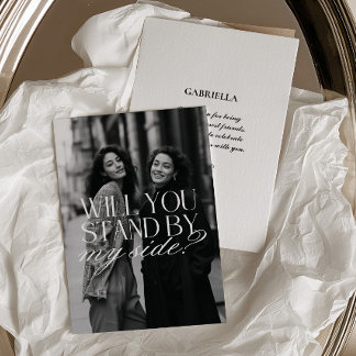 Invitation Demande de Demoiselle d'Honneur Photo Noir & Blanc